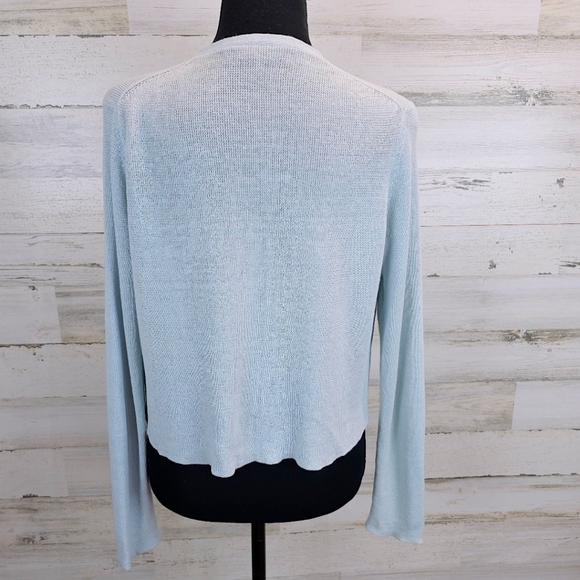 Eileen Fisher Womens Organic Linen Blend Open Front K It Cardigan XS Light Blue - Picture 7 of 13